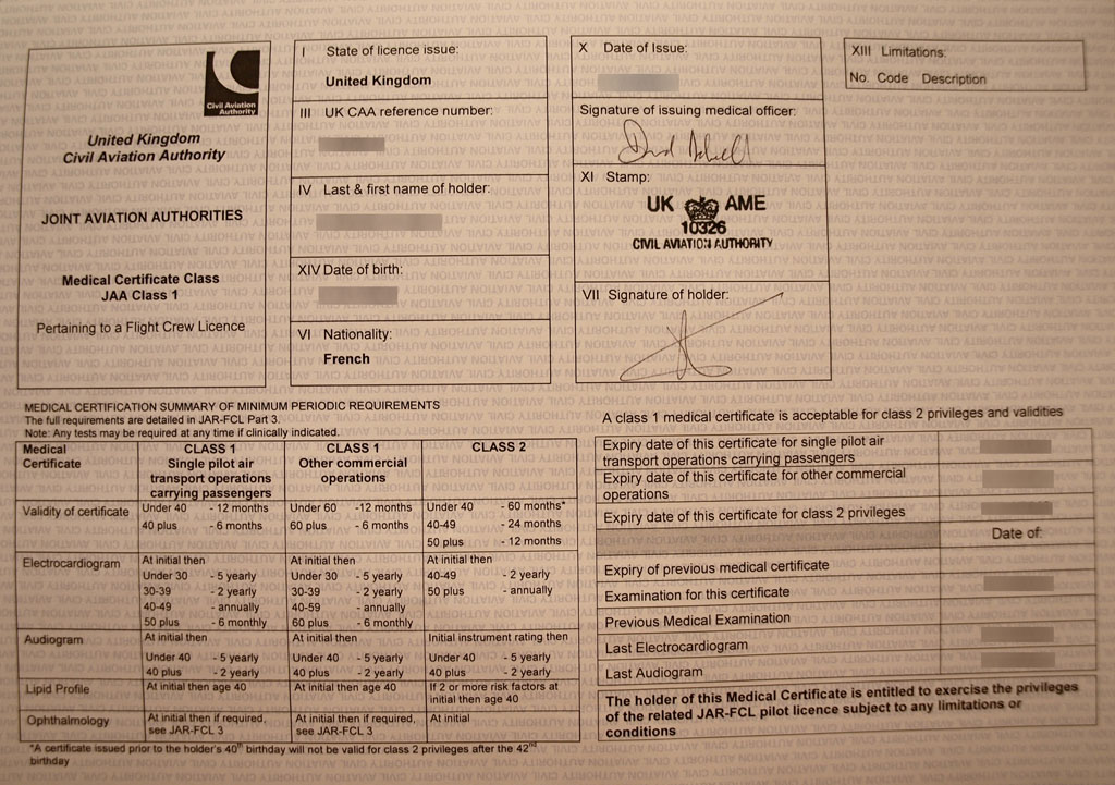 UK Medical Certificate Class1